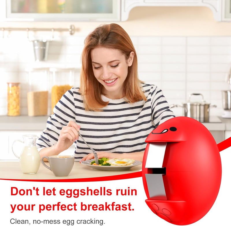 PowCube Egg Cracker, Silicone Egg Shell Opener, Cute Egg Shaped Design, Opens Eggs with Ease, A Little Happiness Boost for Your Kitchen. (3-Pack–Green, Red, Yellow) - Image 4